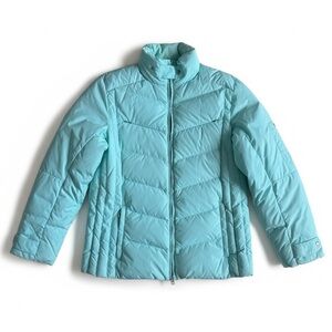 Lands’ End Down Packable Puffer Jacket Insulated Winter Coat Pale Aqua Large